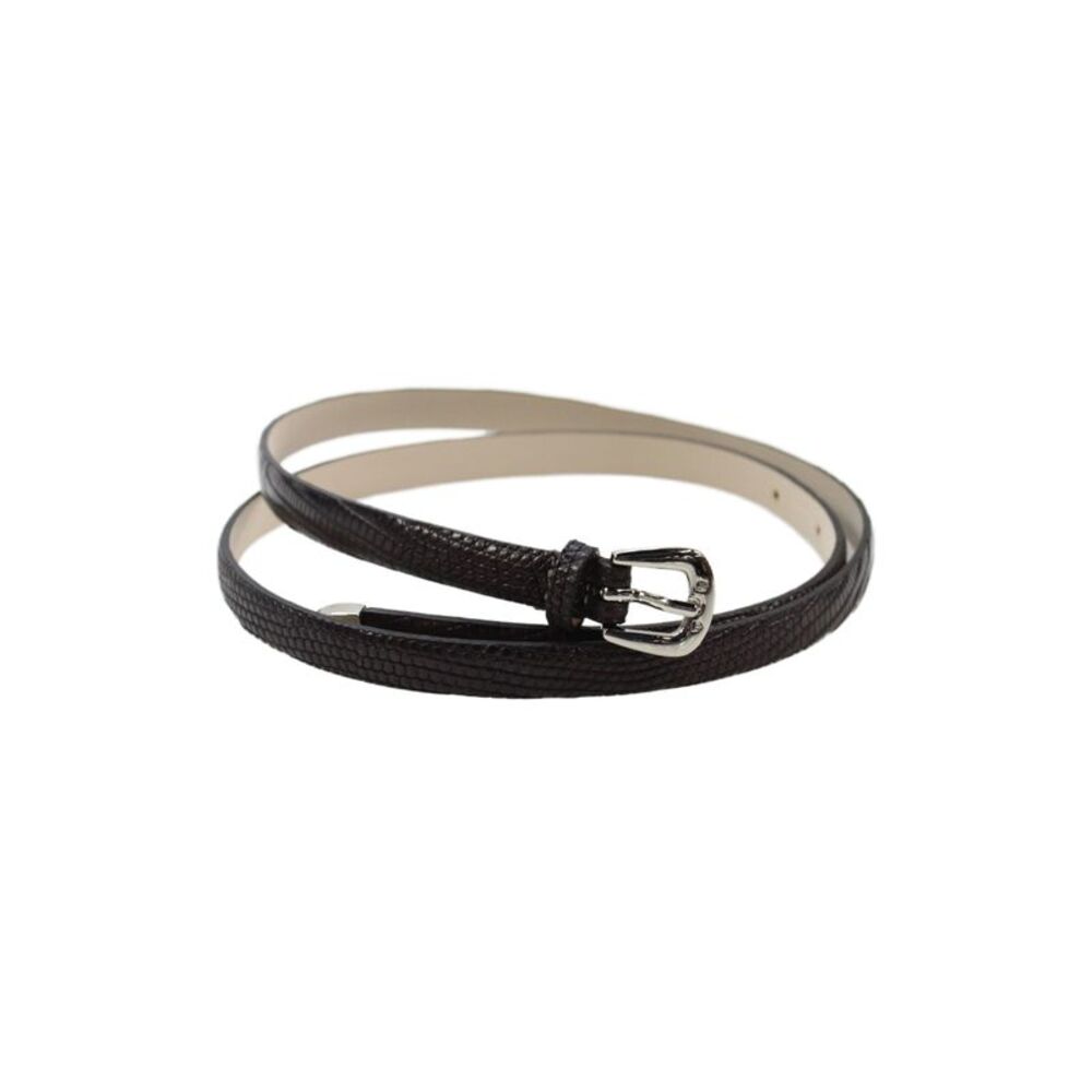 Tardini Womens Lizard 1/2" Skinny Belt Dark Brown Size EUR 34
